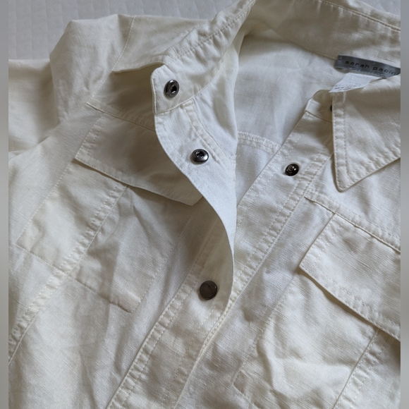 Sarah Pacini Vintage 100% Linen Button down shirt, Made in Italy  white, size M - Picture 10 of 13